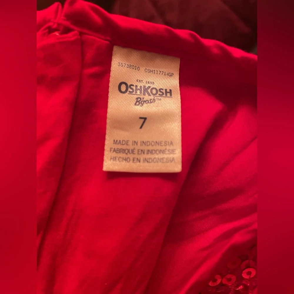 COPY - Oshkosh B’gosh Red Sequin Tulle Dress Girls Sz-7 - Picture 7 of 10